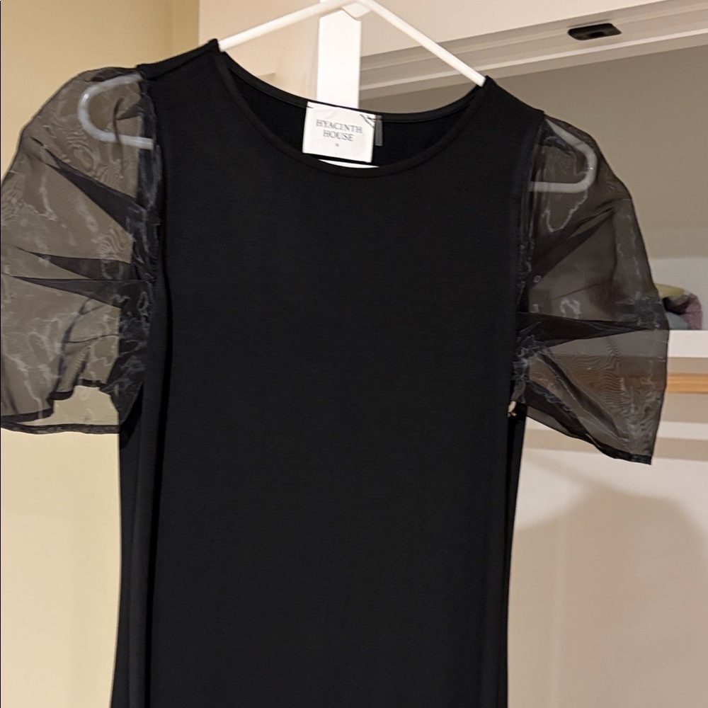 Zara Black Dress with Sheer Sleeves